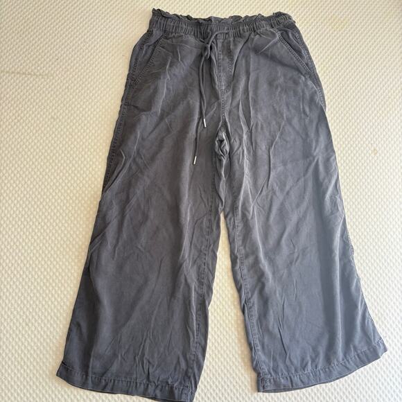 LOFT Wide Leg Crop Tencel Lyocell Pants M 8 10 Blue Coastal Capsule Travel - Picture 1 of 5